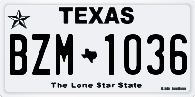 TX license plate BZM1036