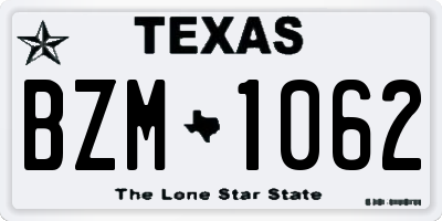 TX license plate BZM1062