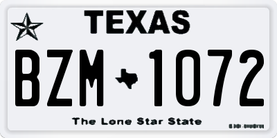TX license plate BZM1072