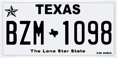 TX license plate BZM1098
