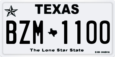TX license plate BZM1100