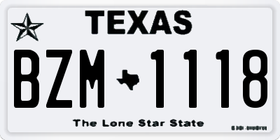 TX license plate BZM1118