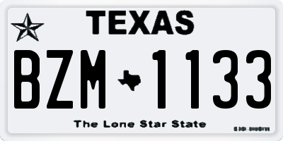 TX license plate BZM1133