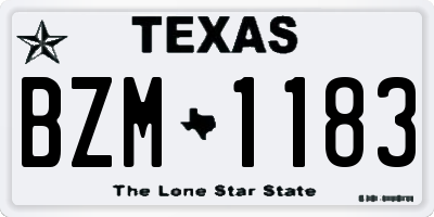 TX license plate BZM1183