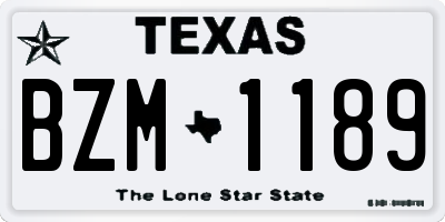 TX license plate BZM1189