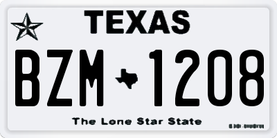 TX license plate BZM1208