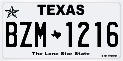 TX license plate BZM1216