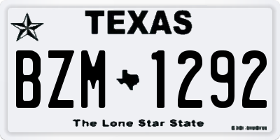 TX license plate BZM1292