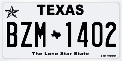 TX license plate BZM1402