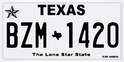 TX license plate BZM1420