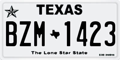 TX license plate BZM1423