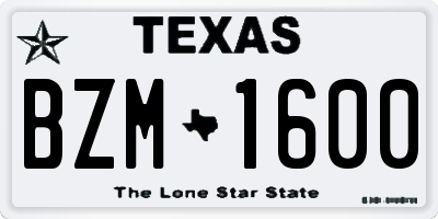 TX license plate BZM1600