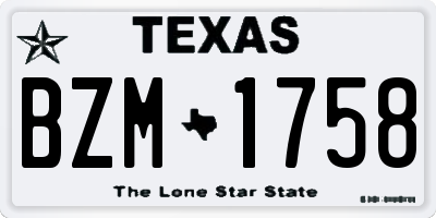 TX license plate BZM1758