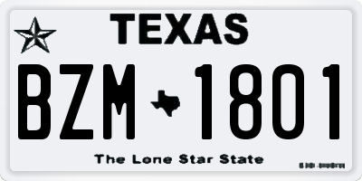TX license plate BZM1801