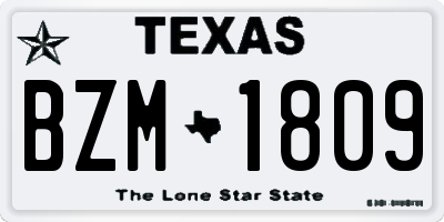TX license plate BZM1809
