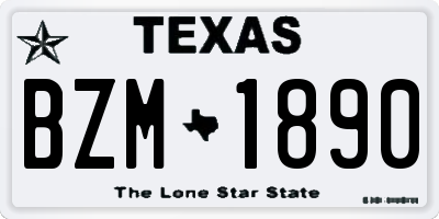 TX license plate BZM1890