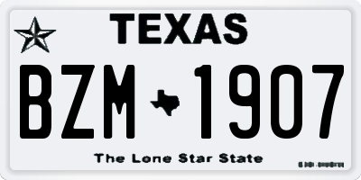 TX license plate BZM1907