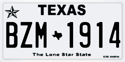 TX license plate BZM1914