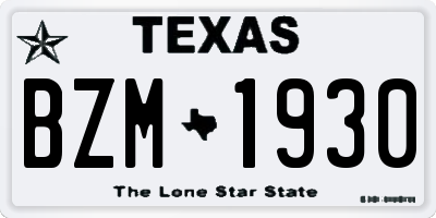 TX license plate BZM1930