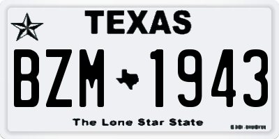 TX license plate BZM1943