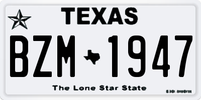 TX license plate BZM1947