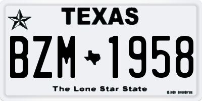 TX license plate BZM1958