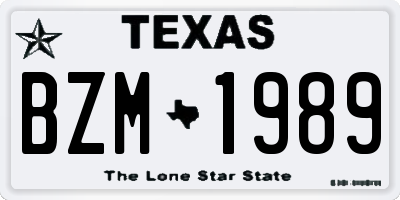 TX license plate BZM1989