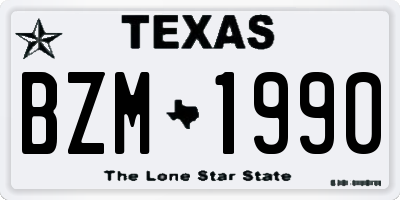 TX license plate BZM1990