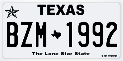 TX license plate BZM1992