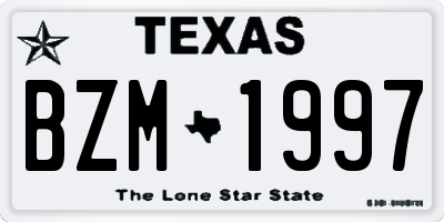 TX license plate BZM1997