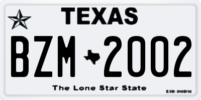 TX license plate BZM2002