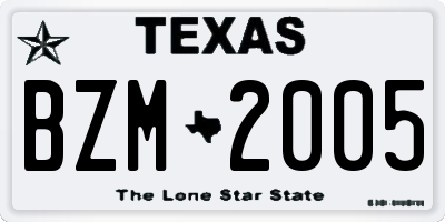 TX license plate BZM2005