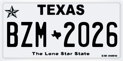 TX license plate BZM2026