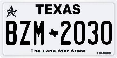 TX license plate BZM2030