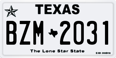 TX license plate BZM2031