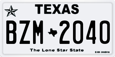 TX license plate BZM2040