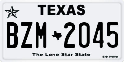 TX license plate BZM2045