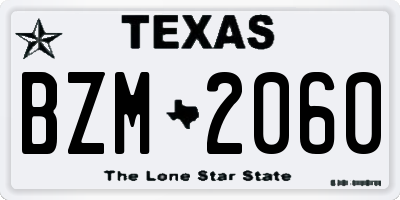 TX license plate BZM2060