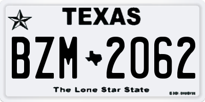 TX license plate BZM2062