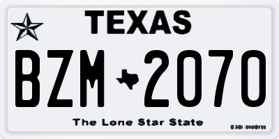 TX license plate BZM2070