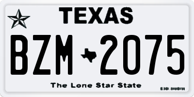 TX license plate BZM2075