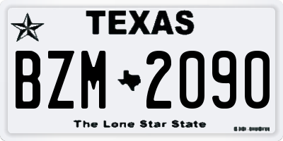 TX license plate BZM2090