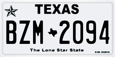 TX license plate BZM2094