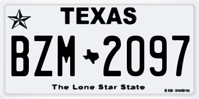 TX license plate BZM2097