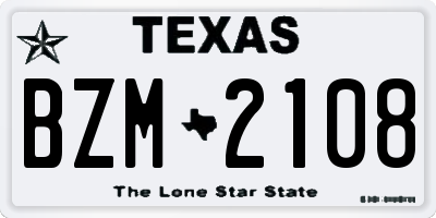 TX license plate BZM2108