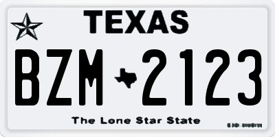TX license plate BZM2123