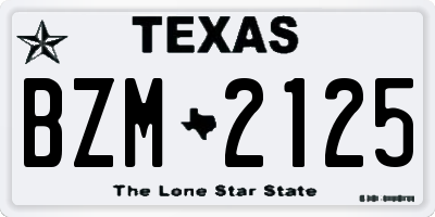 TX license plate BZM2125
