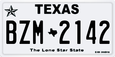 TX license plate BZM2142