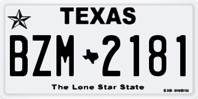 TX license plate BZM2181