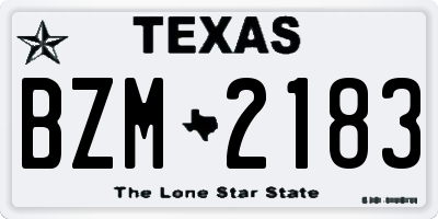 TX license plate BZM2183